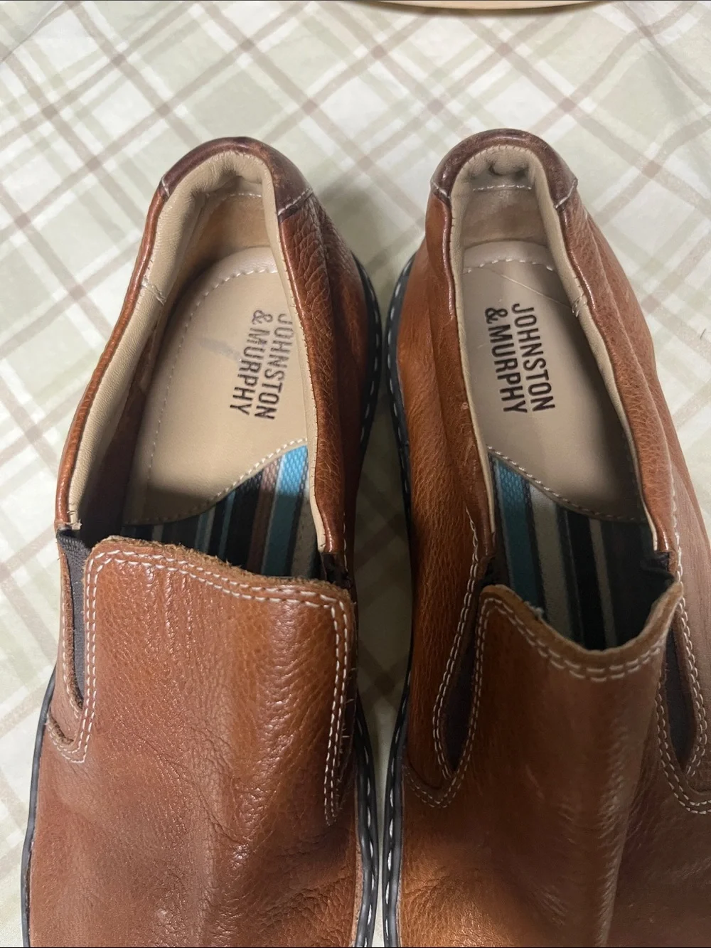 Johnston & Murphy Tan Brown Leather Slip-On Loafers